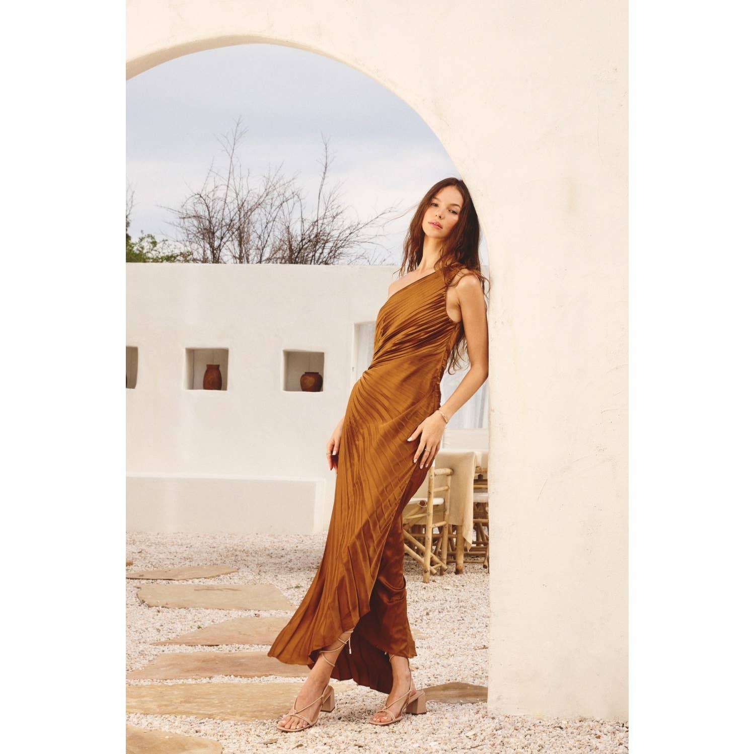 olympia asymmetrical pleated maxi dress Olympia Teal Pleated One Shoulder Gown S / Mint & Teal