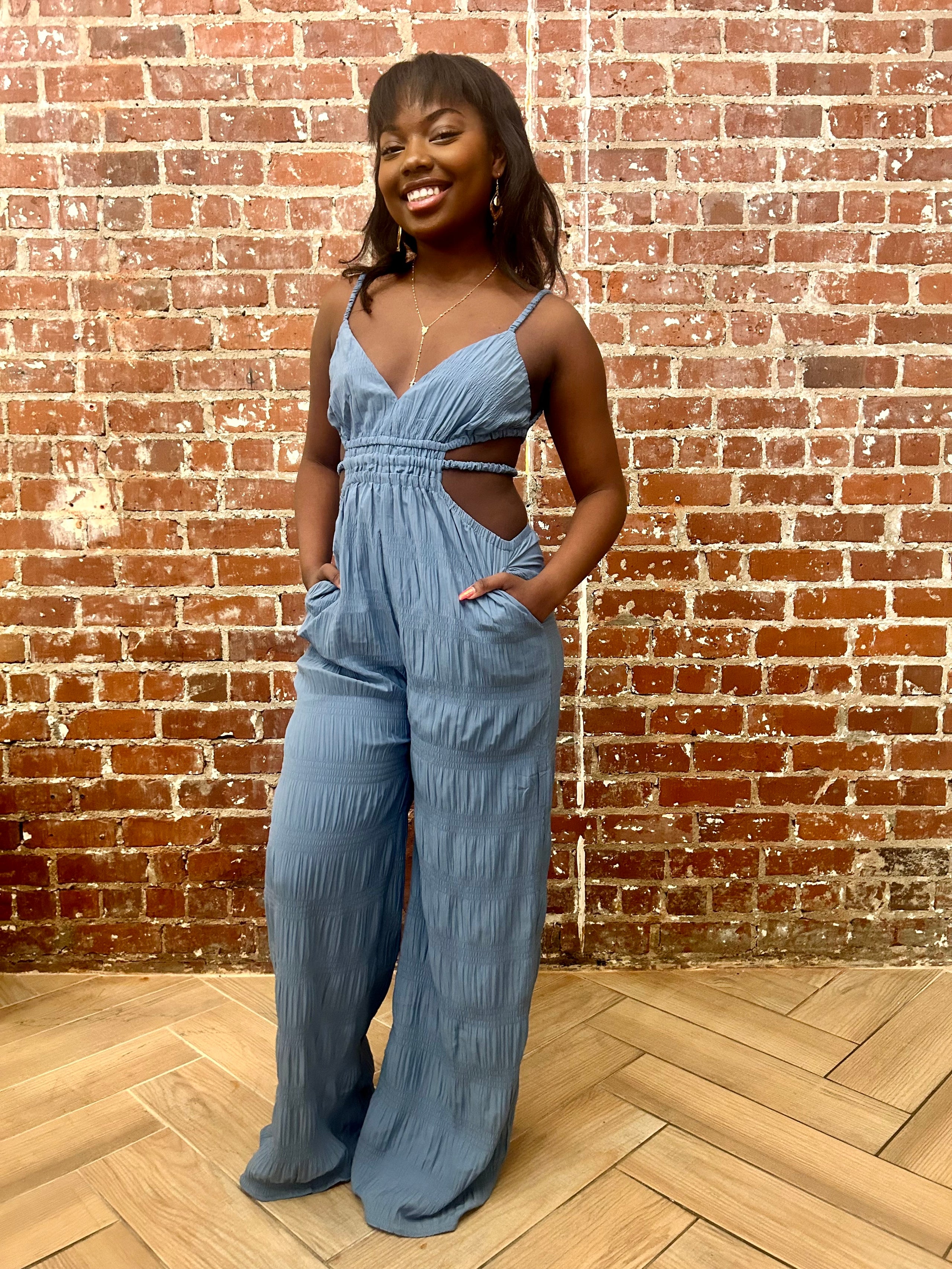 Side best sale cut jumpsuit